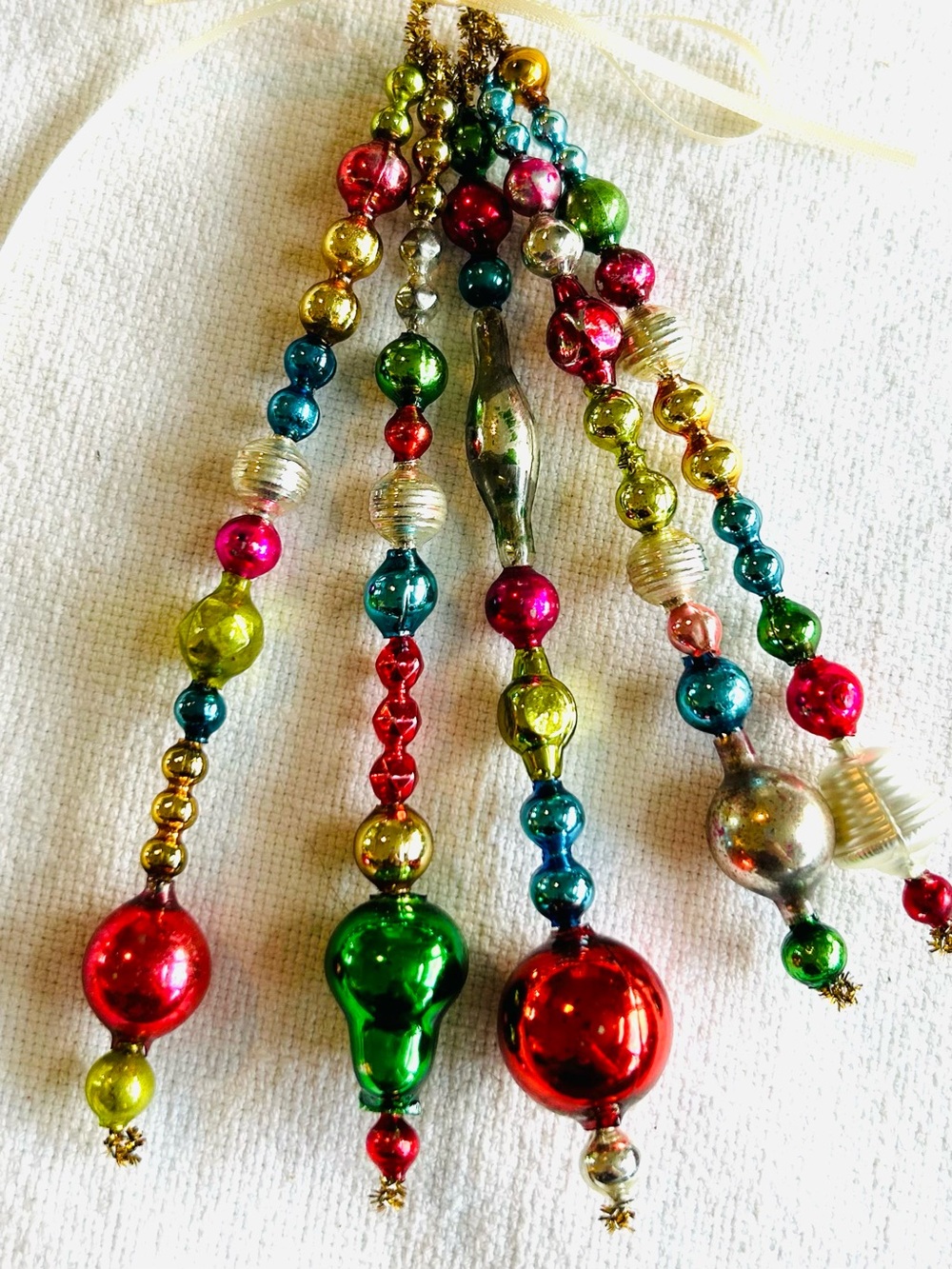 Vintage repurposed mercury glass  bead, icicle holiday Christmas ornaments